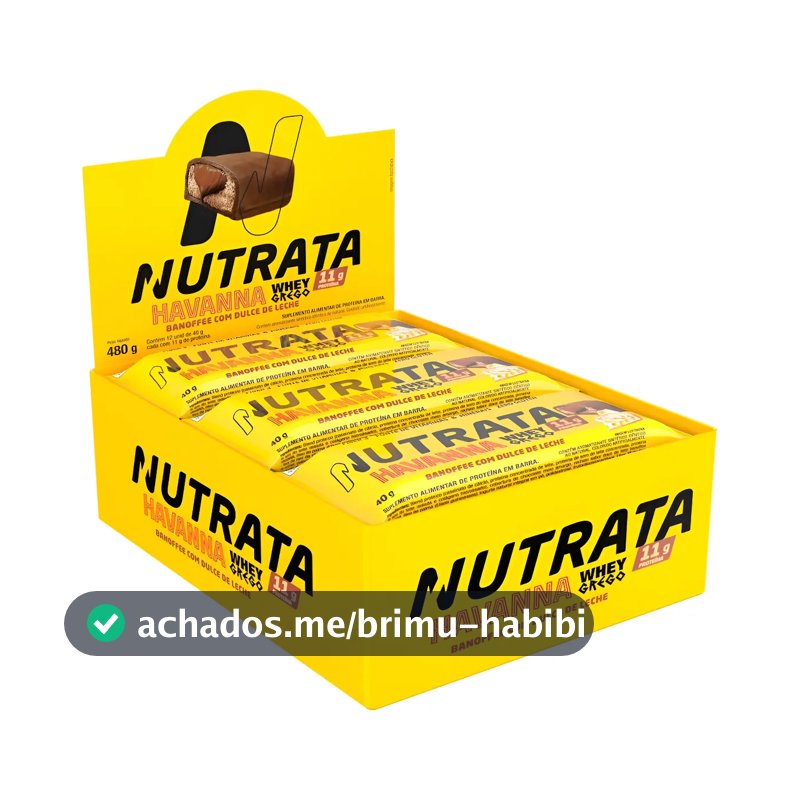 Barra Whey Grego 40g Display com 12 unidades Banoffee com Dulce de Leche Havanna Nutrata