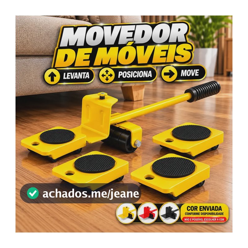 Movedor Levantador Móveis Pesados Alavanca Rodas Carga 150kg Amarelo