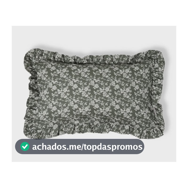 Capa De Almofada Retangular Estampada Com Babados Floral Dora Verde 100% Algodão
