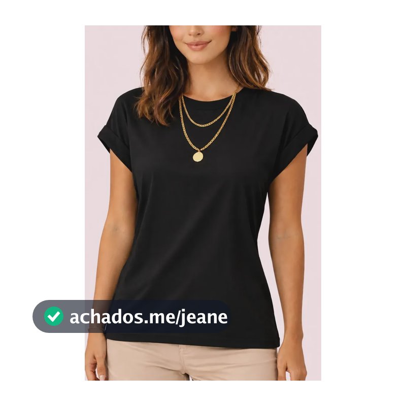 Blusa Feminina Muscle Tee Malha Algodão Clássica Casual Chic Preto Gg