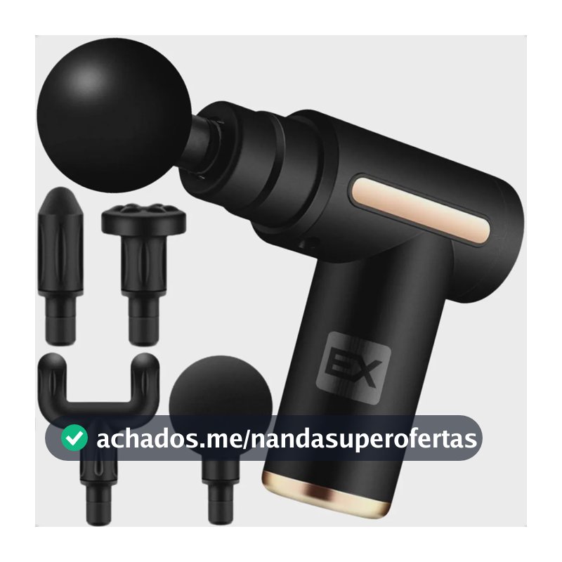 Pistola Massageadora Profissional com 6 Velocidades e 4 Cabeças para Corpo EX Decor