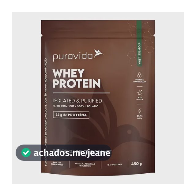Whey Protein 100% Isolado Pura Vida Low Carb Sem Lactose