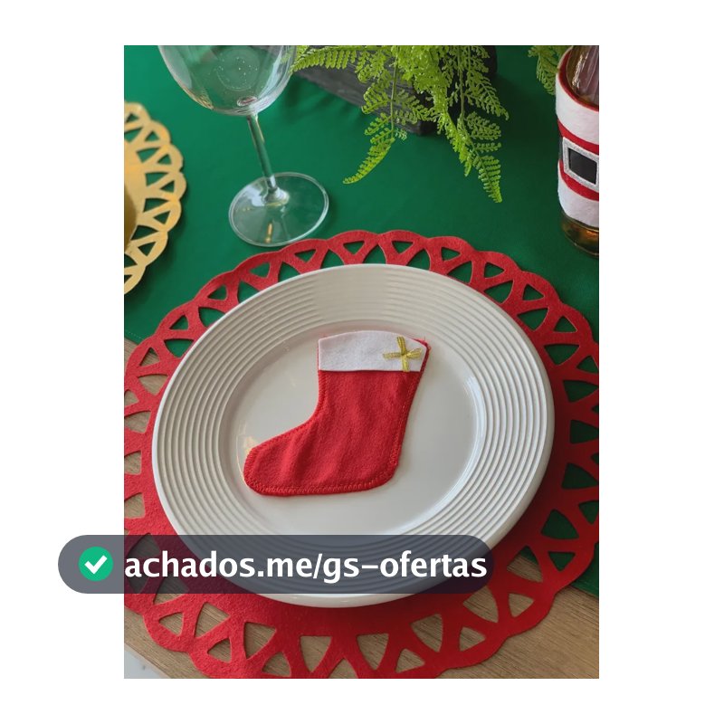 Kit Natal Sousplat Feltro Verde + Porta Talher Bota Árvore 6 Unidades
