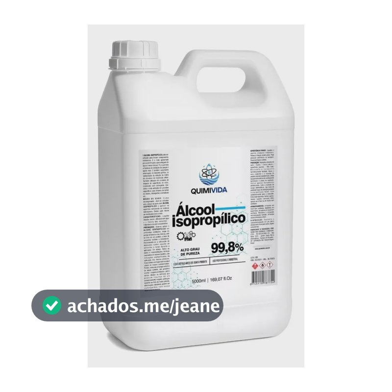 Álcool Isopropílico Quimivida 5 Litros Puro Limpador Eletrônico Antiestático
