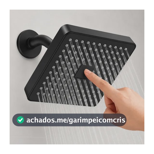 Heemli Ducha Chuveiro Alta Autolimpante Articulável Quadrada Preto Fosco