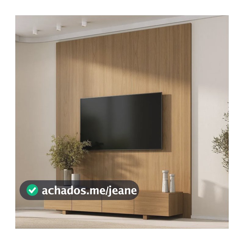 Rack Com Painel Para Tv Até 75 Polegadas Liso 200 X  230 Jatobá