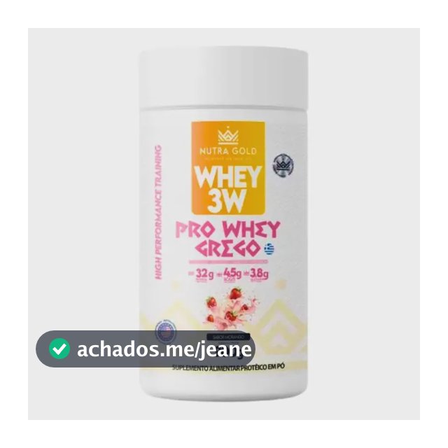 Whey Protein 3W NutraGold 900g Morango Grego