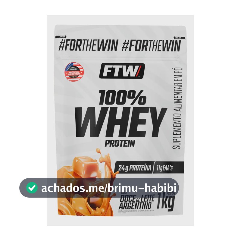 Whey Protein 100% Concentrado Refil 1kg Sabor Doce De Leite Argentino - FTW