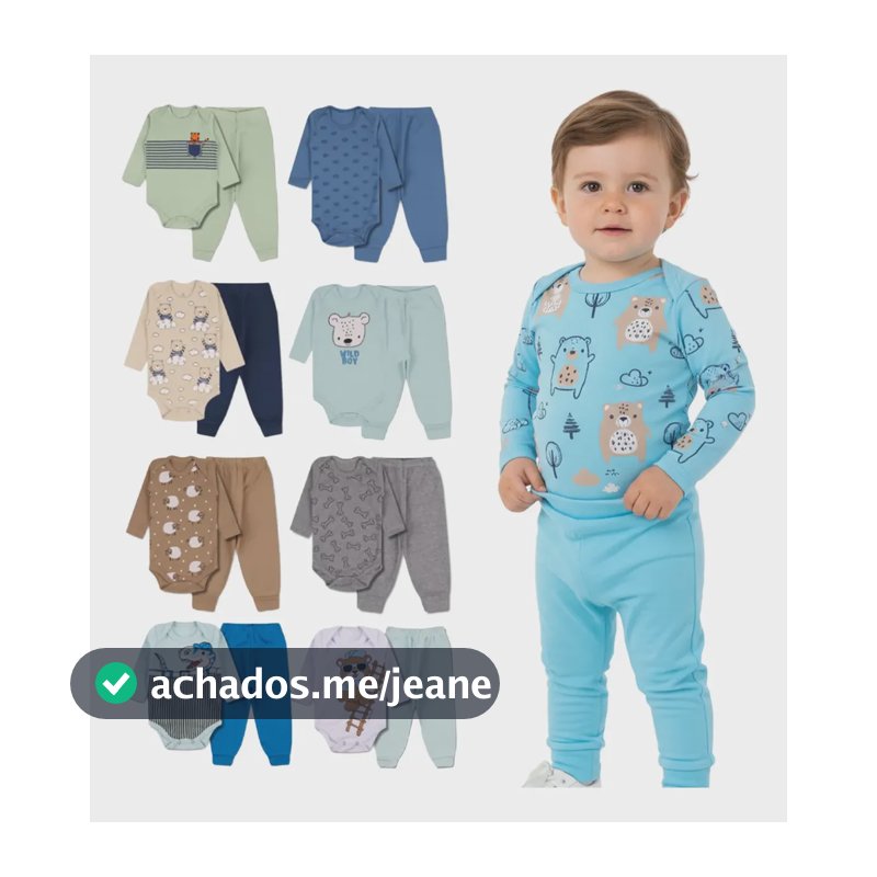 Kit Bebe Menino 6 Peças - 3 Body Manga Longa+3 Calças/mijão Kit 3 Bodys Sortidos G