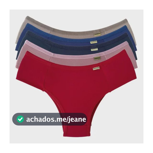 Kit 5 Calcinhas Feminina Confortável Forro 100% Algodão