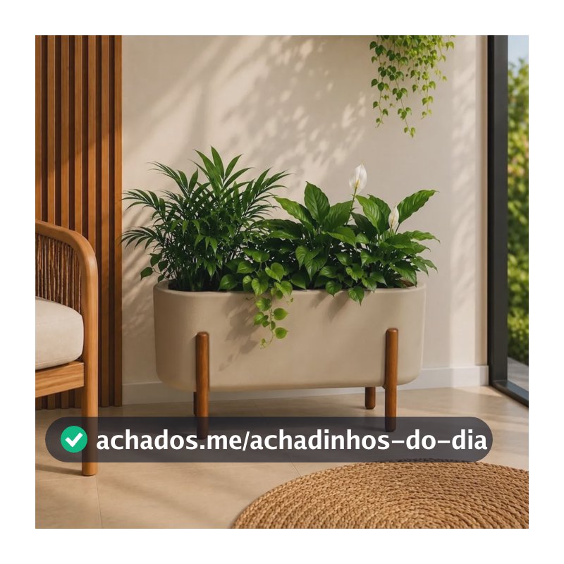 Vaso Para Plantas Jardineira Floreira Com Suporte De Madeira Areia Liso
