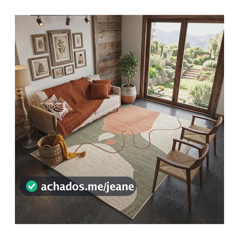 Tapete Sala Juquehy Estilo Sisal Antiderrapante Alto Padrão 1.5 M 1 M 100x150 Verde Terracota Topázio