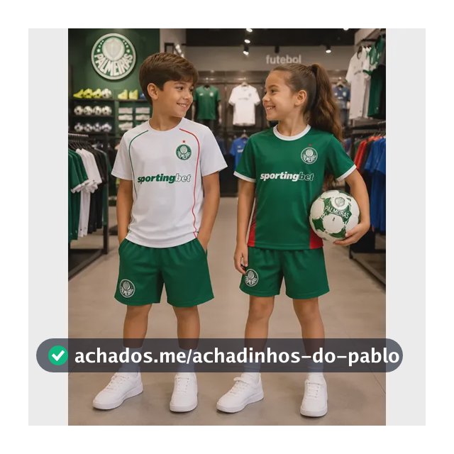 Kit 02 Conjunto De Futebol Palmeiras Branco E Verde 2026