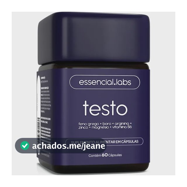 TESTO ESSENCIAL - Fórmula Exclusiva com Feno Grego + Boro + Arginina + ZMA + Vitamina B6 - 60 cápsulas