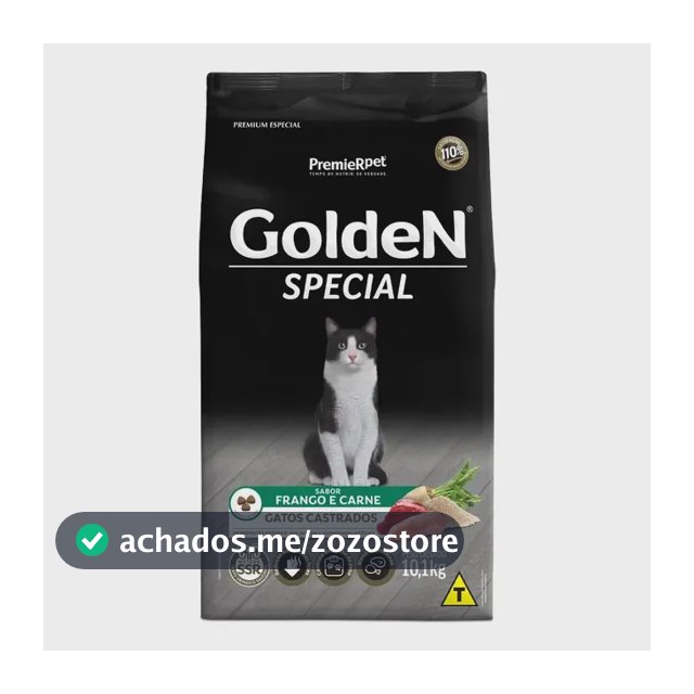 Racao Golden Gatos Special Castrados Sabor Frango E Carne 10.1 Kg