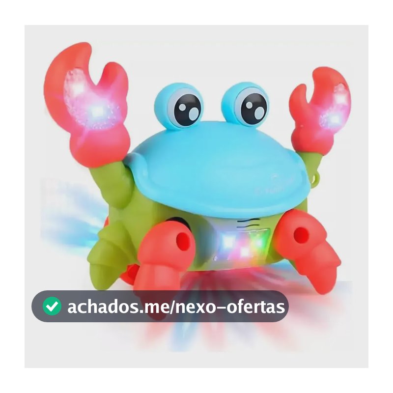 Caranguejo Fujão Musical de Puxar com Luzes LED e Sons Brinquedo para Bebê que Anda Sozinho Estimula Engatinhar e Coordenação Motora Brinquedo Sensorial a Pilha Kizumba