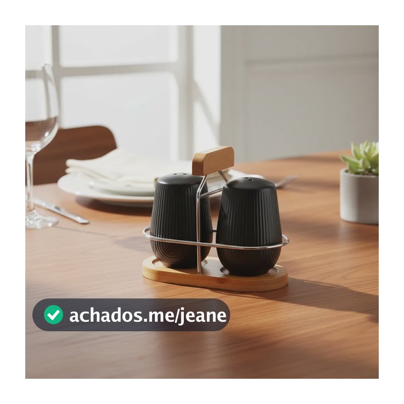 Saleiro E Pimenteiro Preto Cerâmica Bambu Oásis 90ml Preto