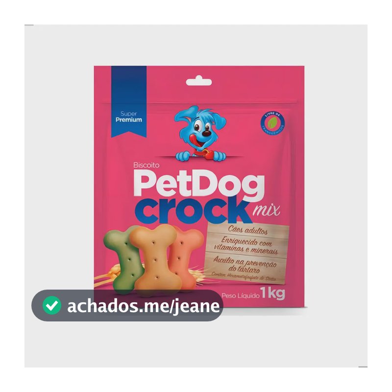 Biscoito Petisco Para Cães PetDog Crock Mix 1kg