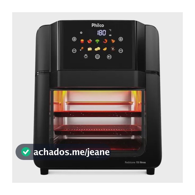 Air Fryer Oven Philco 15l Redstone 10 Funções Paf15c 127v Preto 127v