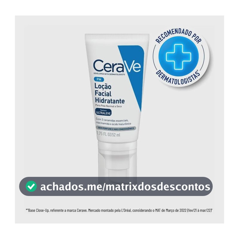 Loção Facial Hidratante Ultraleve Sem Perfume 52ml Cerave  Normal Ou Seca