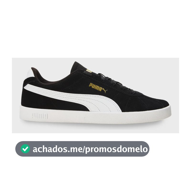 Tênis Masculino E Feminino Club Ii Puma Puma Black-puma White-puma Gold Geométrico 39 Br