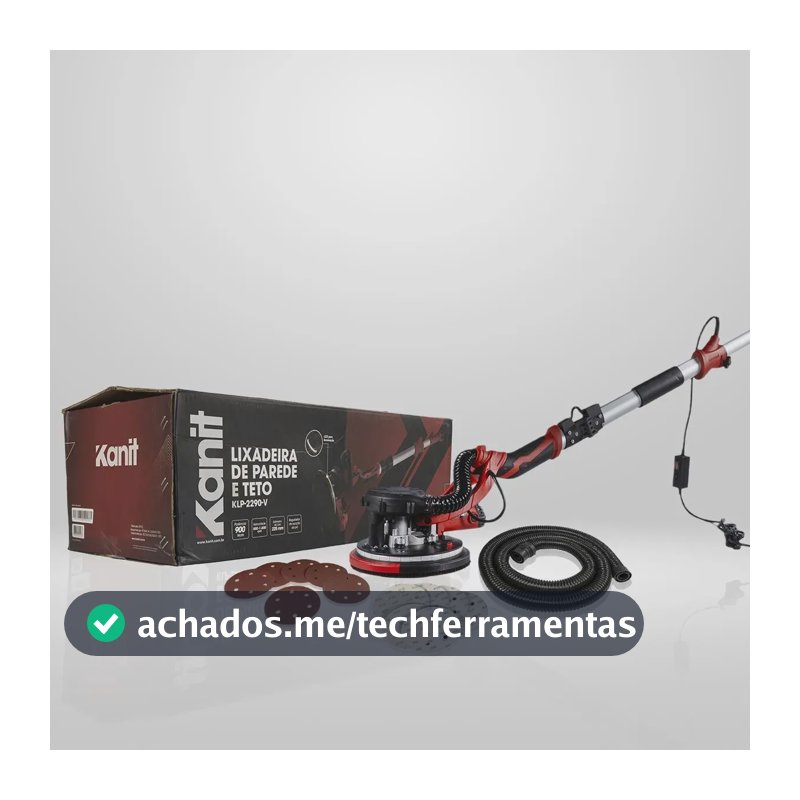 Lixadeira Parede Teto Kanit 1800rpm Lixas Led E Saco Coletor Vermelho E Preto 50/60hz