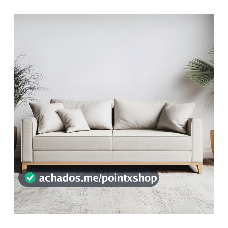 Sofá Living Beny 1,80mt 3lug Linho Com Base E Pés De Madeira Cor Cru