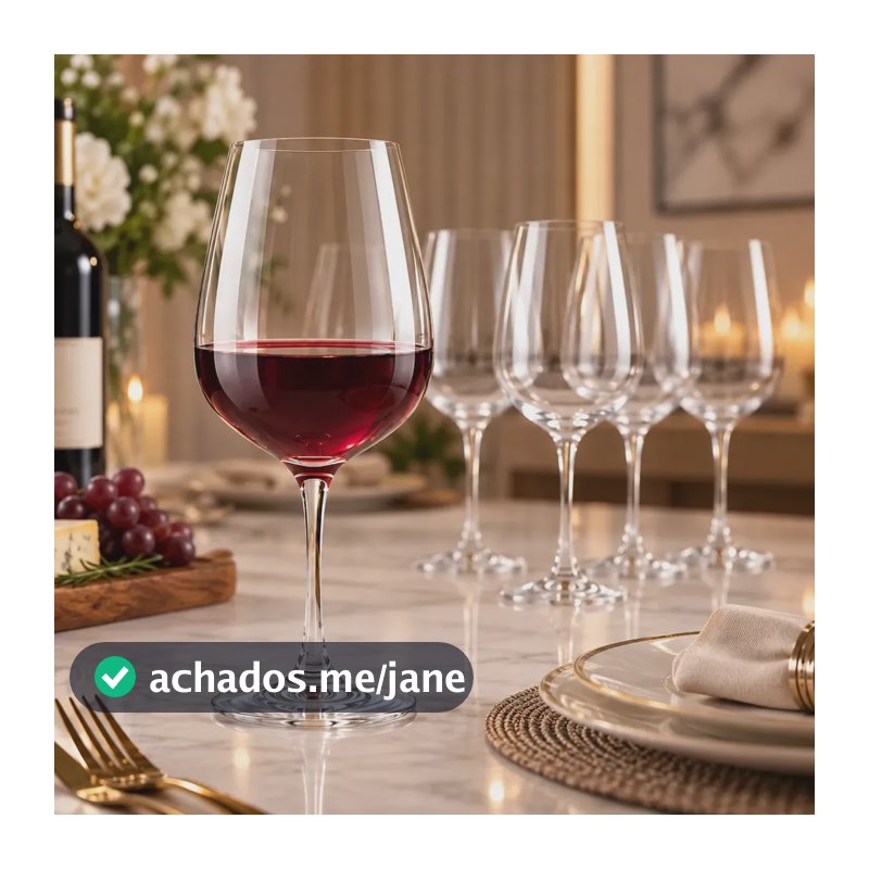 Jogo 6 Taças Vinho Tinto Titanium Premium 615ml Luxo Vidro Cristal