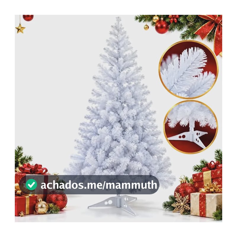 Árvore De Natal Tradicional 150cm 200 Galhos Plástico Branco Branco