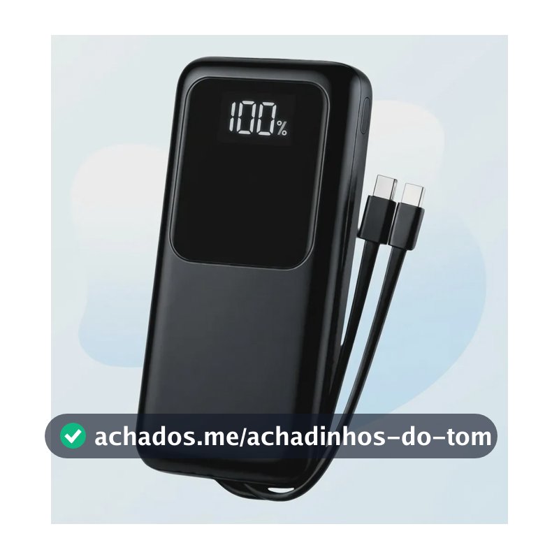 Carregador Portátil 20000 Turbo 22.5w Power Bank Premium Universal Rápido Voo Transporte Aéreo Para Samsung iPhone Xiaomi Motorola Celular Smartwatch Tablet Casenn Preto