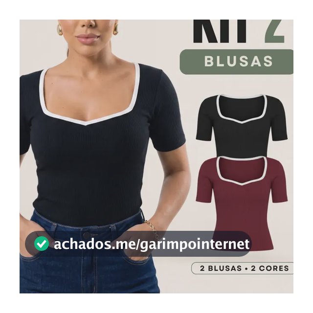 Kit 2 Blusas Femininas Decote Coração Anarruga Social Slim