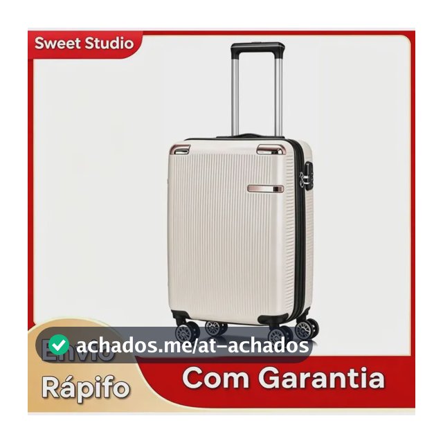 Mala de Bordo Rígida Sweet Studio Bege para Viagem, 55 cm, com Rodas Duplas e Cadeado