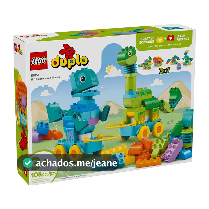 Lego® Duplo® Town Dinossauros 3em1 Sobre Rodas 10451