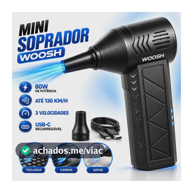 Soprador de Ar Portátil Woosh Recarregável, Para Limpeza e Acender Churrasqueira