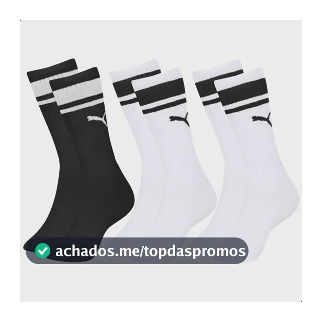 Kit 3 Pares Meia Puma Cano Alto Academia Esportiva Original