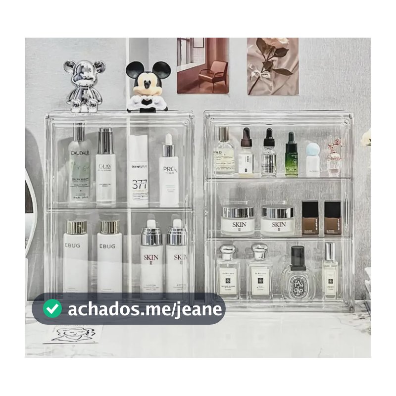 Organizador Acrílico 3 Prateleiras Porta Cosméticos Perfumes Branco