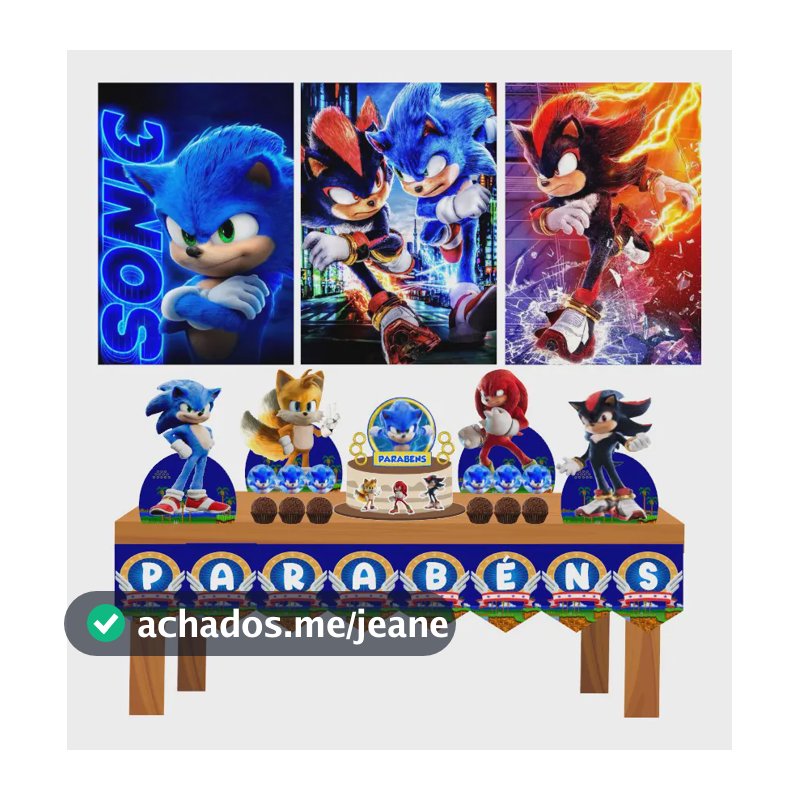 Kit Só Um Bolinho Sonic Festa Em Casa Mesversário Decoração
