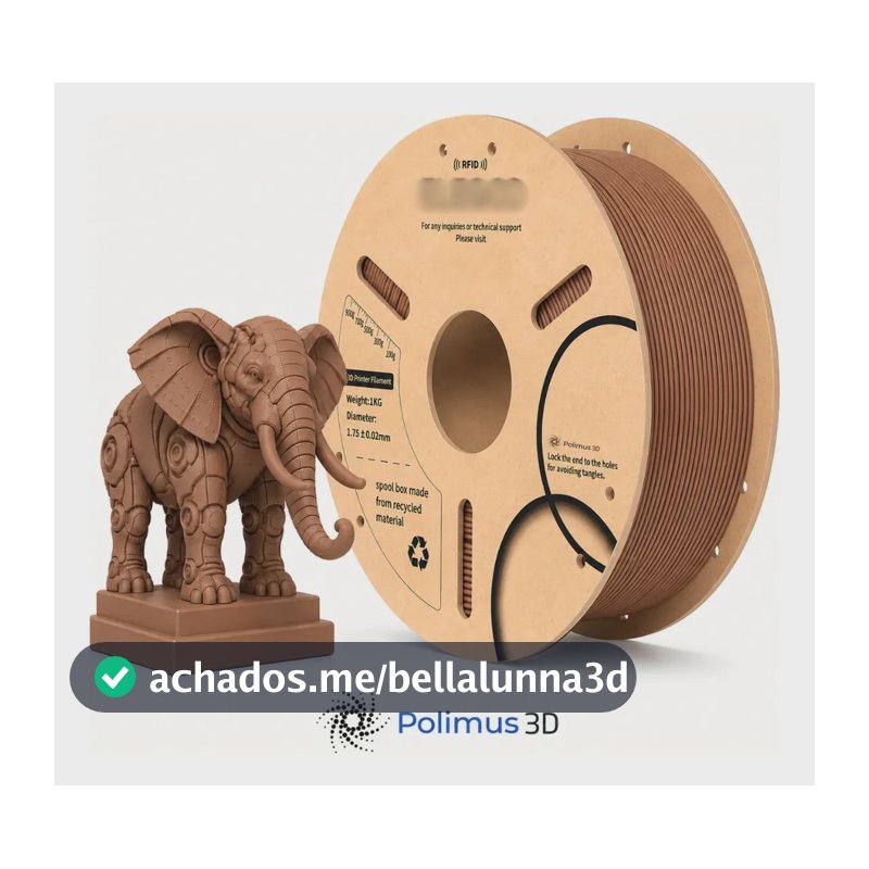 Filamento Pla Marrom Polimus 3d De 1.75 Mm Para Impressão 3d 1 Kg Pla - Marrom Elegoo