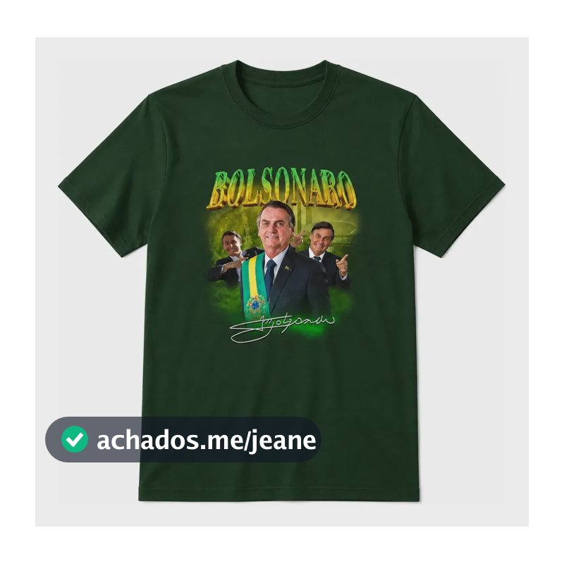 Camisa Direita Patria Estampas Diversas Top  Algodao Unissex Verde Bolsonaro-2026 G