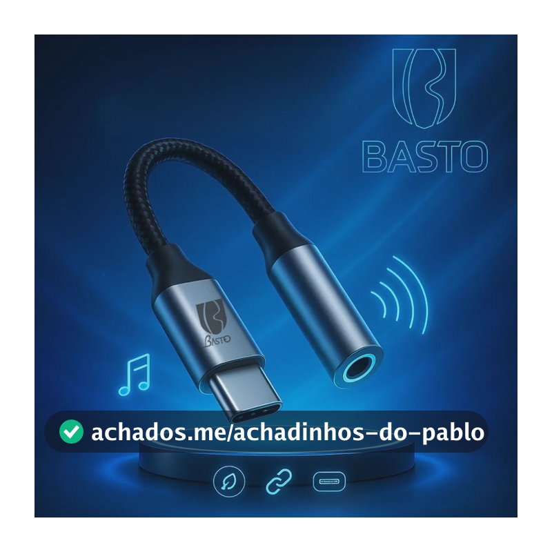Cabo Adaptador USB Tipo C para P2 3.5mm Com Chip DAC para Celulares e Notebooks