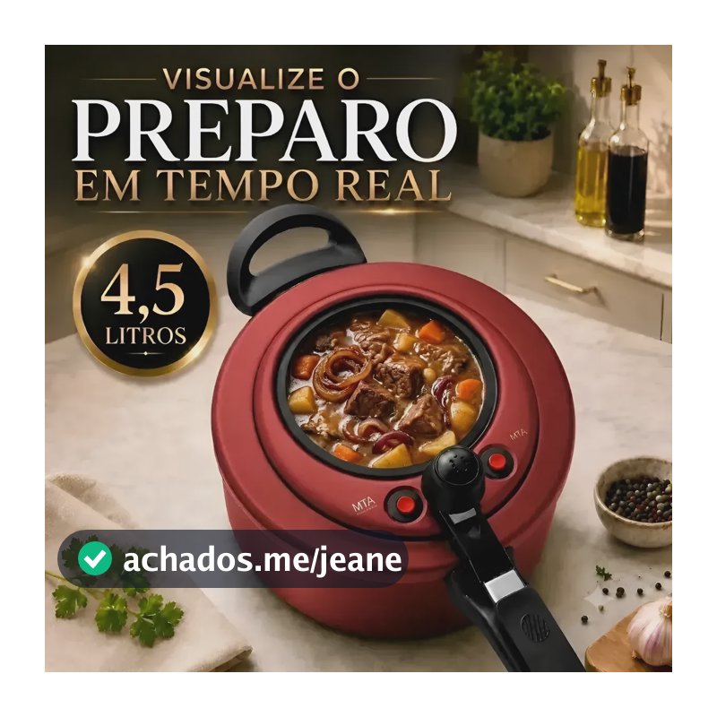 Panela De Pressão Com Visor Mta Panela Antiaderente 4,5 Litr Cereja