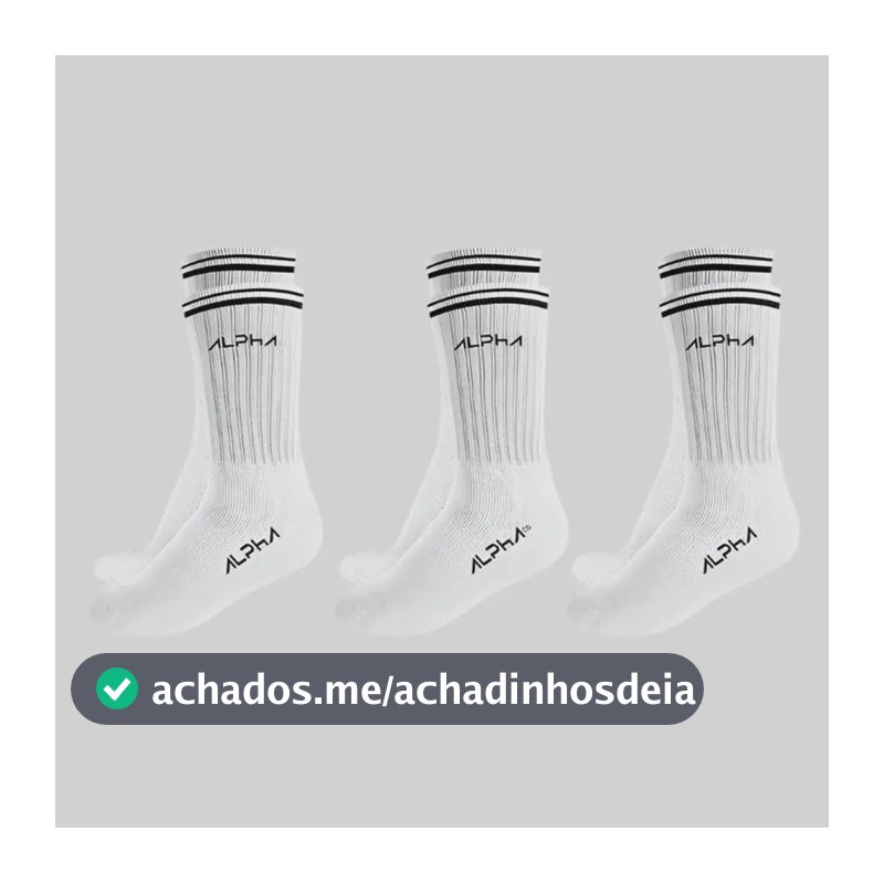 Kit 3 Meias Cano Médio  Alpha Branco U