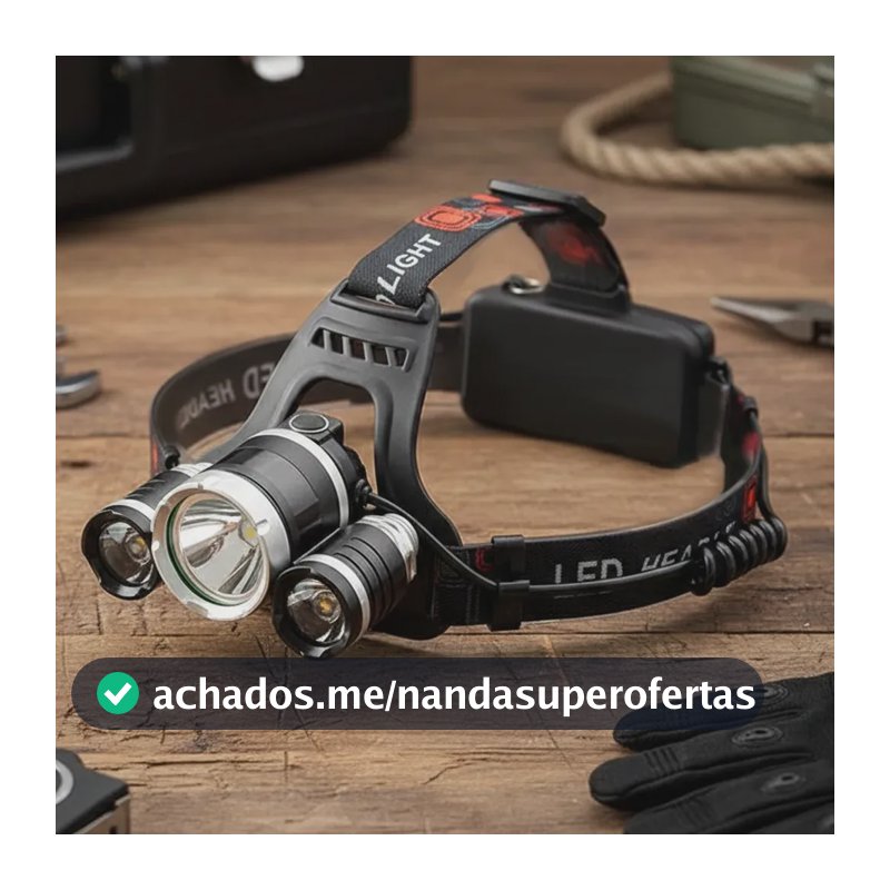 Lanterna Cabeça Recarregável 3 LED Luz Branca 4 Modos Ajustável Camping Trilha Corrida Trabalho Mãos Livres Bateria Recarregável Cabo Incluso Pro Power