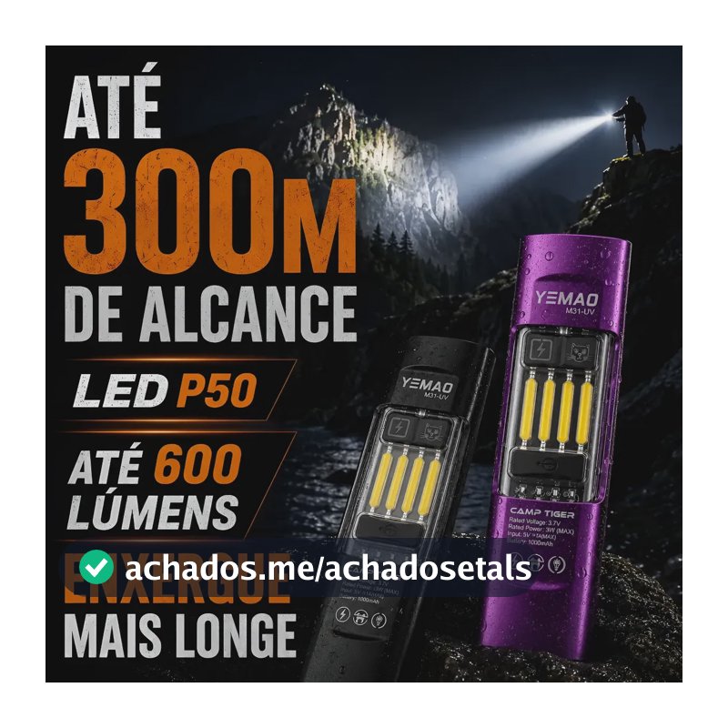 Lanterna De Led Potente Uv Luz Recarregável Ultravioleta Branco Aleatória