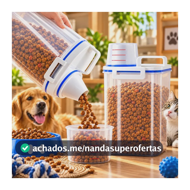 Pote para Ração Hermético com Medidor e Vedação 2,5L para Cães e Gatos