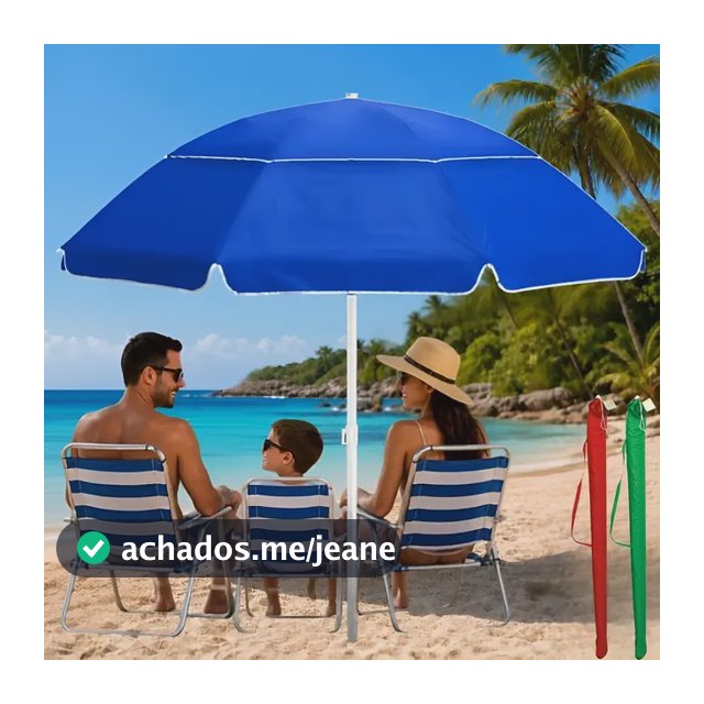 Guarda Sol Gigante 2,40m Uv Praia Piscina Saida De Ar Verão Azul Liso