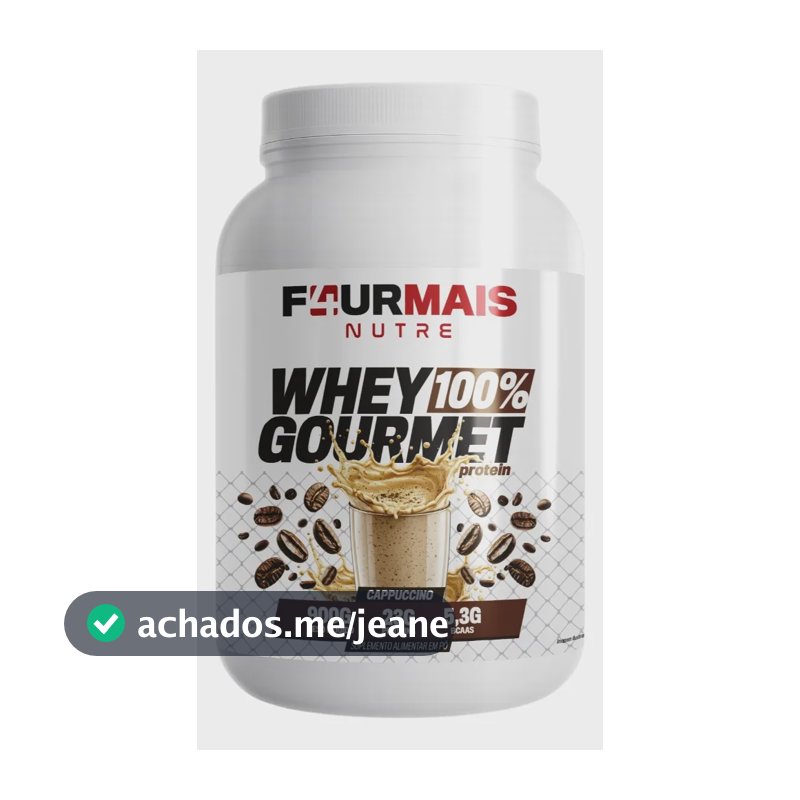 Whey Protein 100% Gourmet 900g F4urmais  23g Proteína + 5,3 Cappuccino