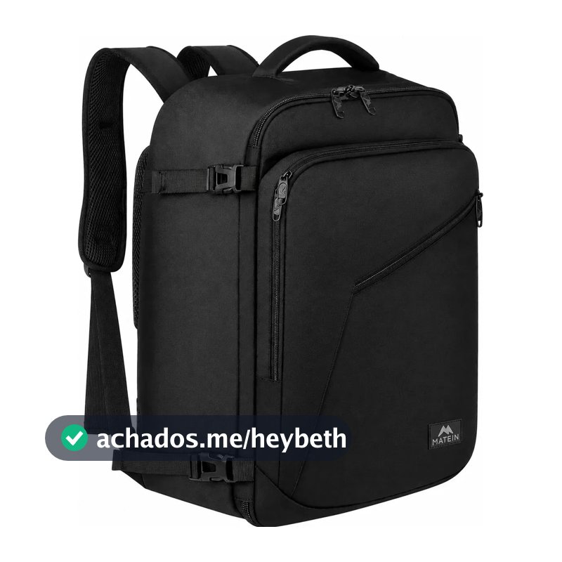 Mochila Viagem Masculina 40L Grande Impermeável Reforçada para Avião Item Pessoal Suporta até 10kg MATEIN 1159 Preto