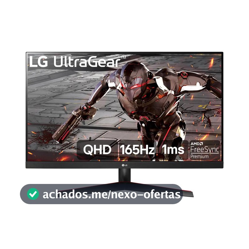 LG UltraGear Monitor Gamer 32"- VA 165Hz 1ms (MBR) QHD 2K (2560x1440) HDR10 AMD FreeSync, Preto - 32GN600