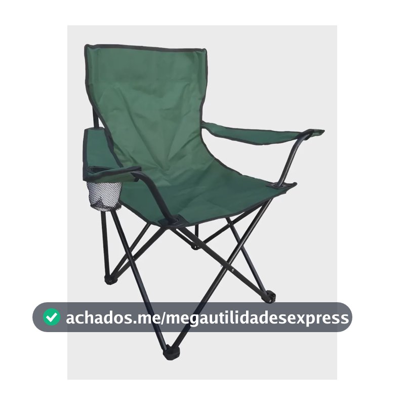 Cadeira Dobrável Resistente Com Bolsa Porta Copos Camping Cor Verde Sweet Studio